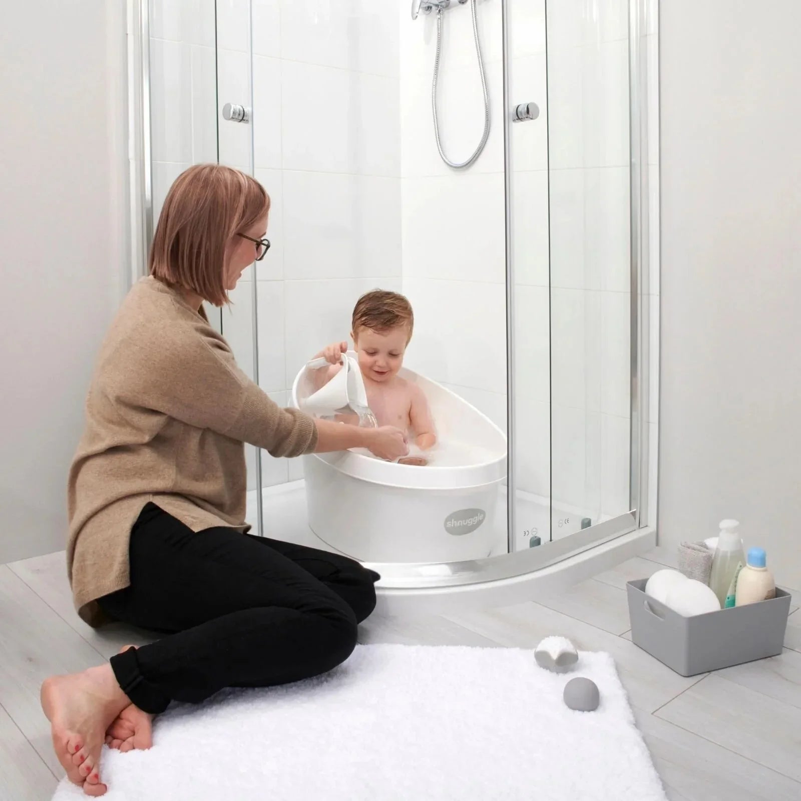 Shnuggle Toddler Bath Tub - Taupe