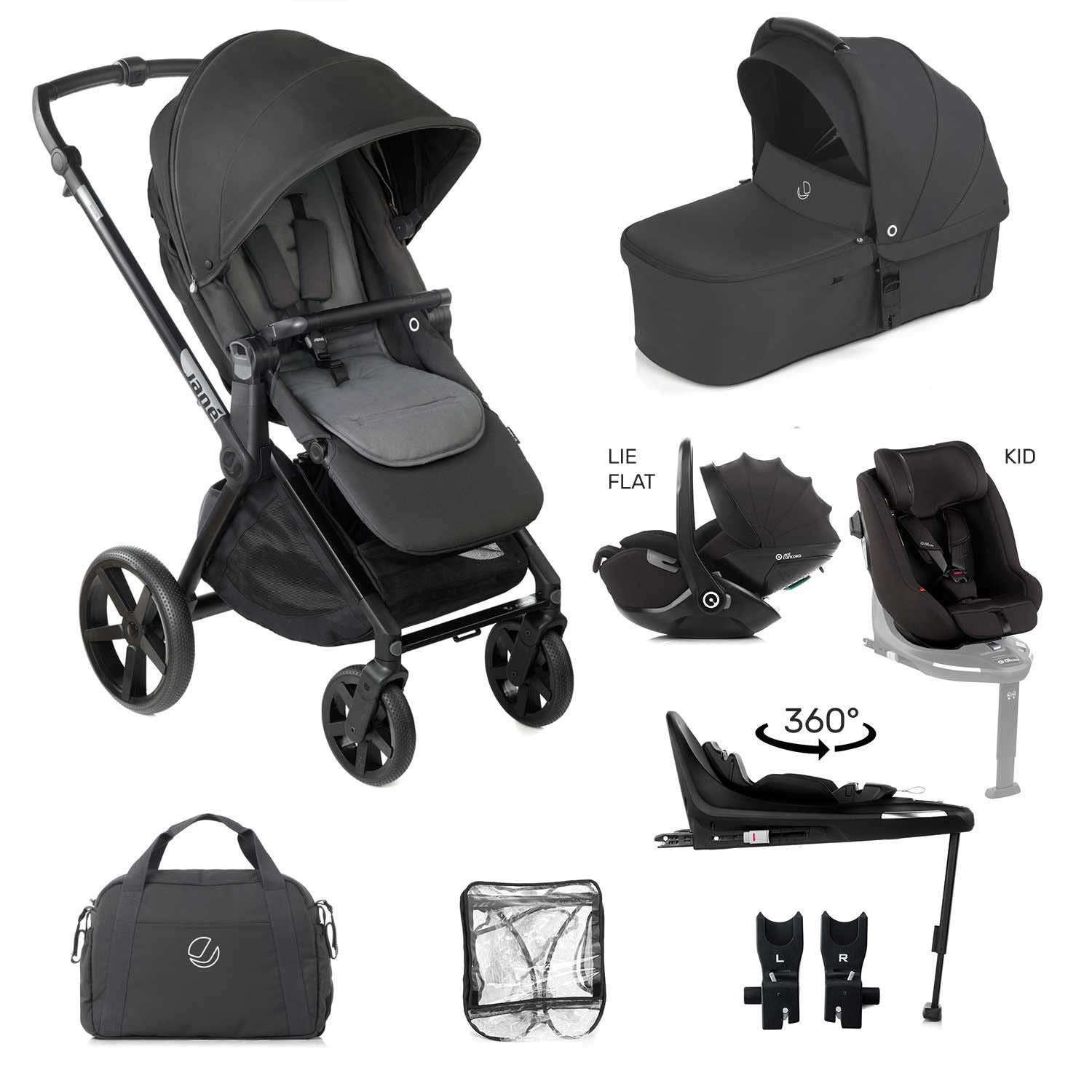 Jane Muum-4 Fully Equipped 0-4 Year Family Car Seat Travel System Bundle