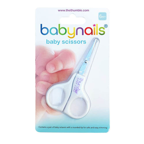 Packaging of baby scissors with 'babynails' branding on a white background