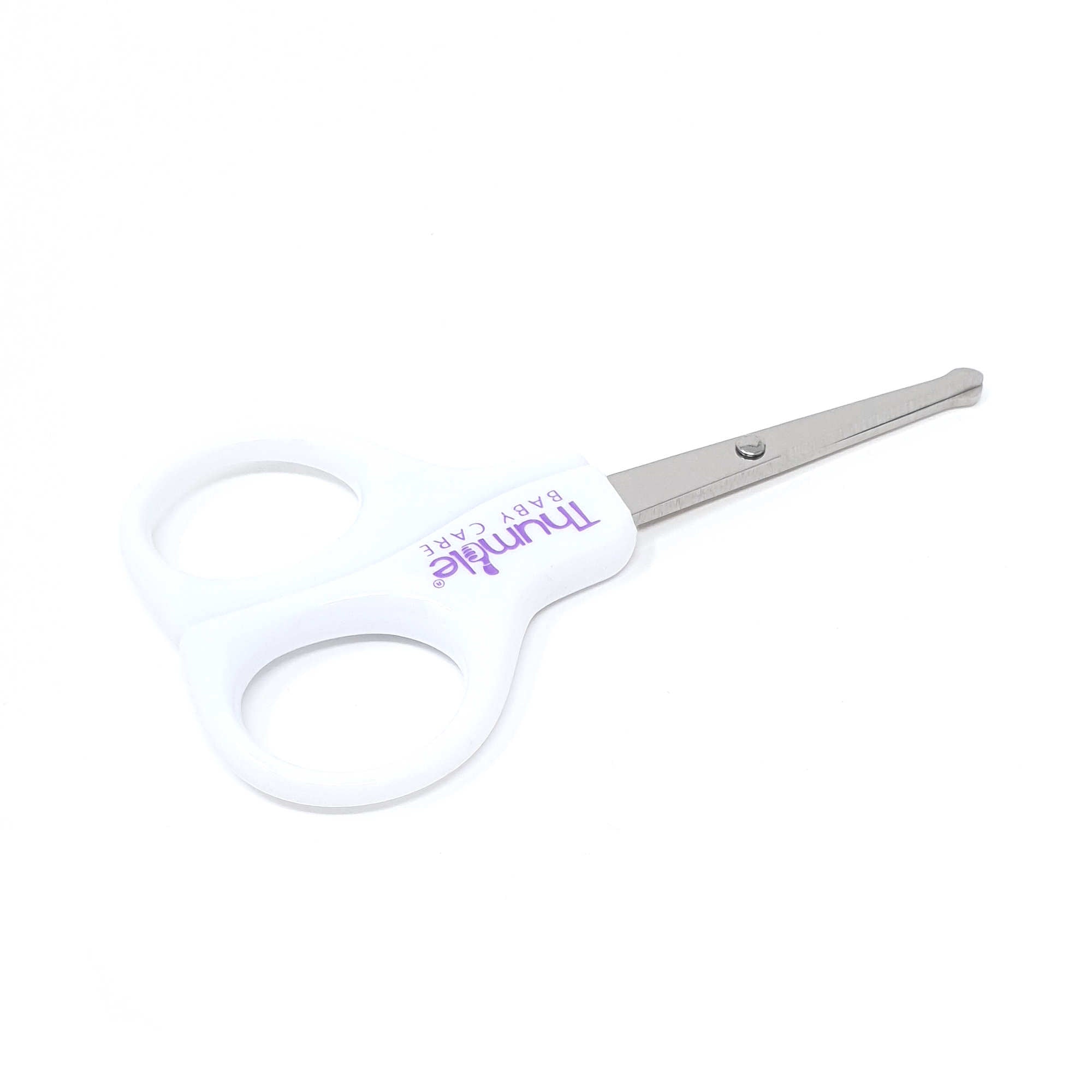 White baby bottle with a silver nipple on a white background