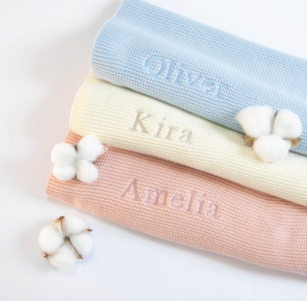 Organic Cotton New Baby Personalised Blanket