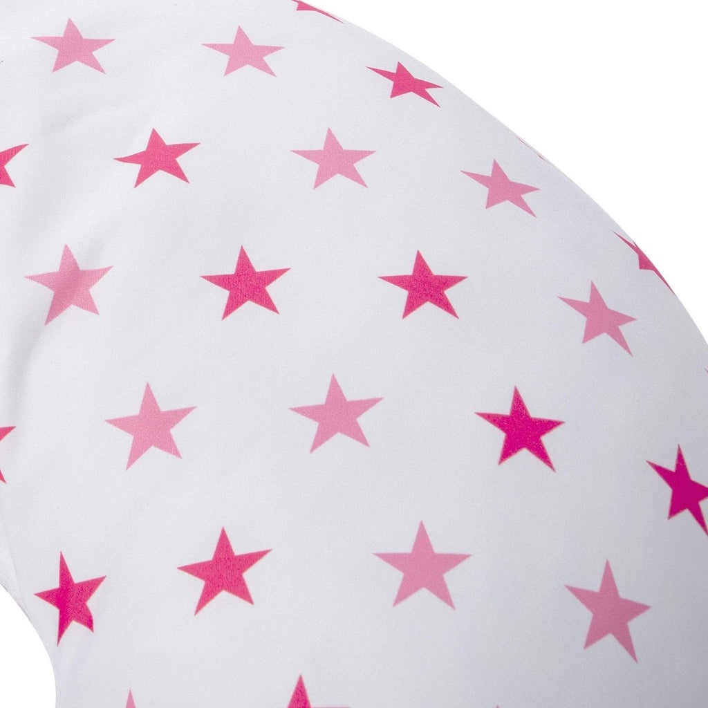 White surface with pink star pattern