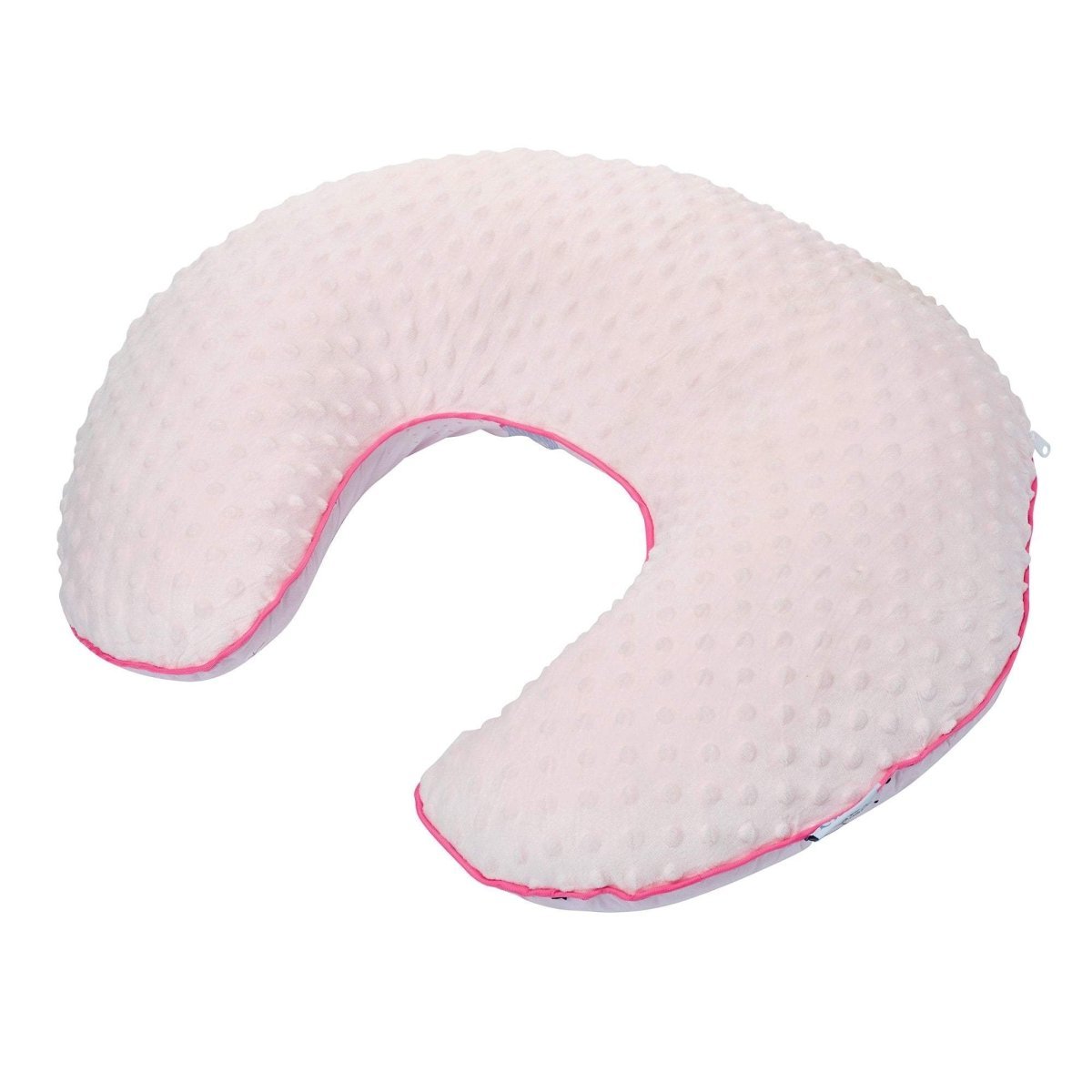 Pink U-shaped pillow on a white background