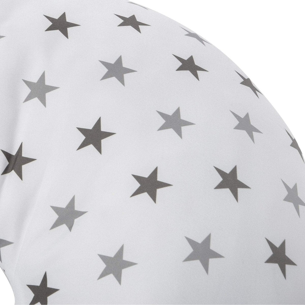 Close-up of a white fabric with gray star pattern