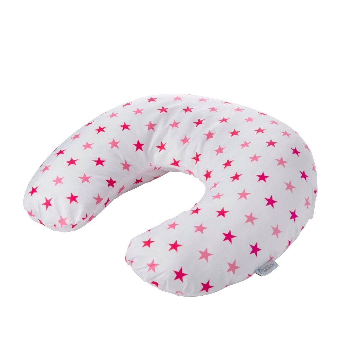 U-shaped pillow with pink star pattern on a white background