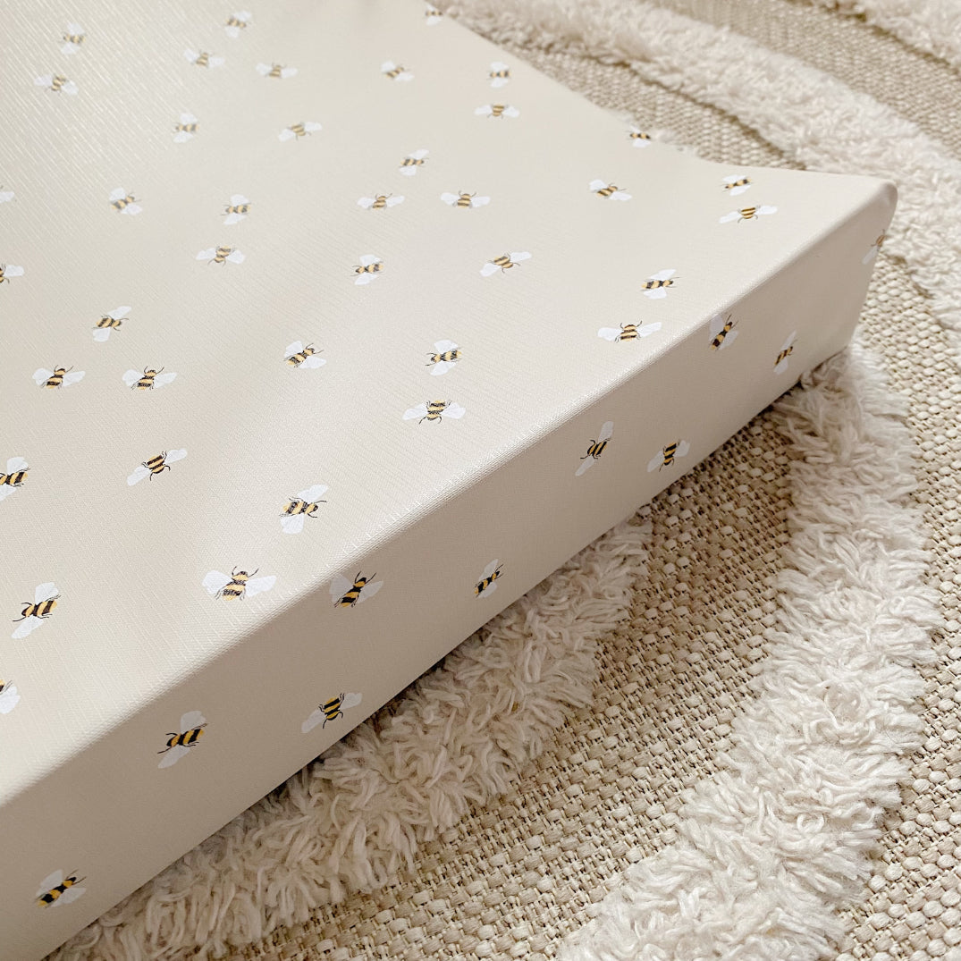 Anti-Roll Wedge Changing Mat - Bee Print