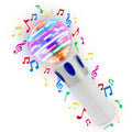 Colorful toy microphone with light effects on a white background