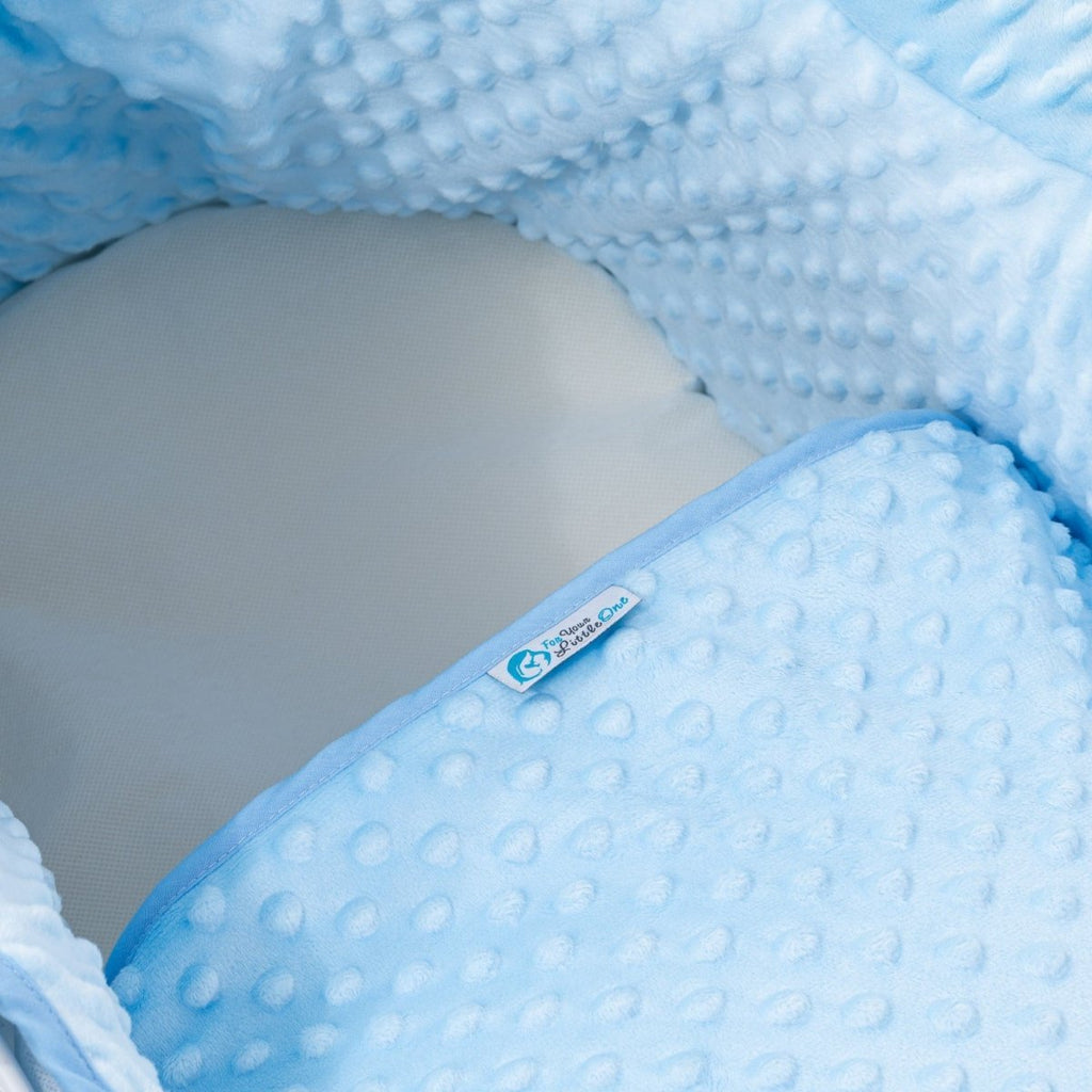 Pod Blue Dimple Moses Basket Bedding Set