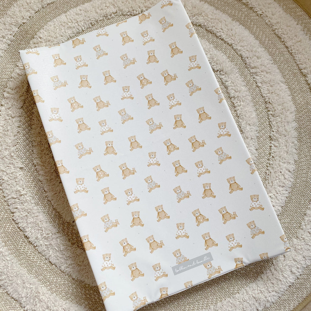 Anti-Roll Wedge Baby Changing Mat - Teddy Bears print